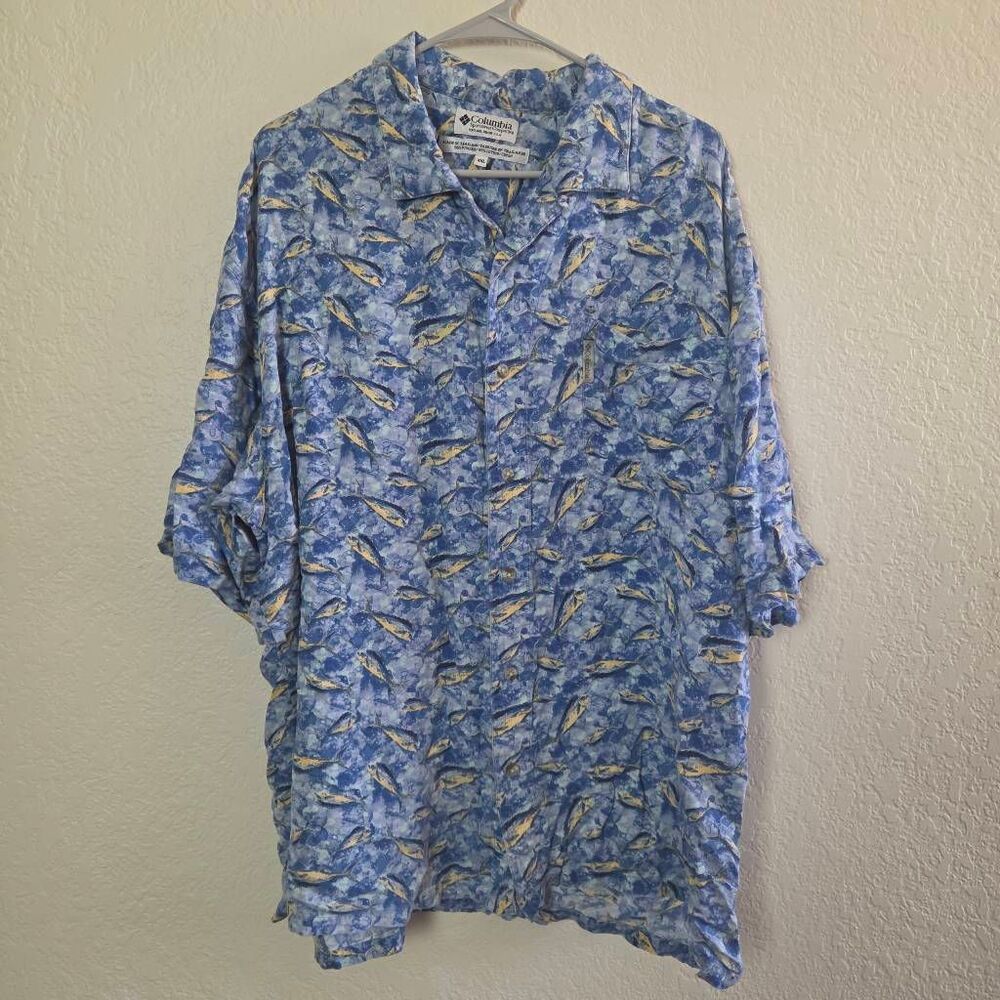 Columbia Fish Print Button Down Shirt